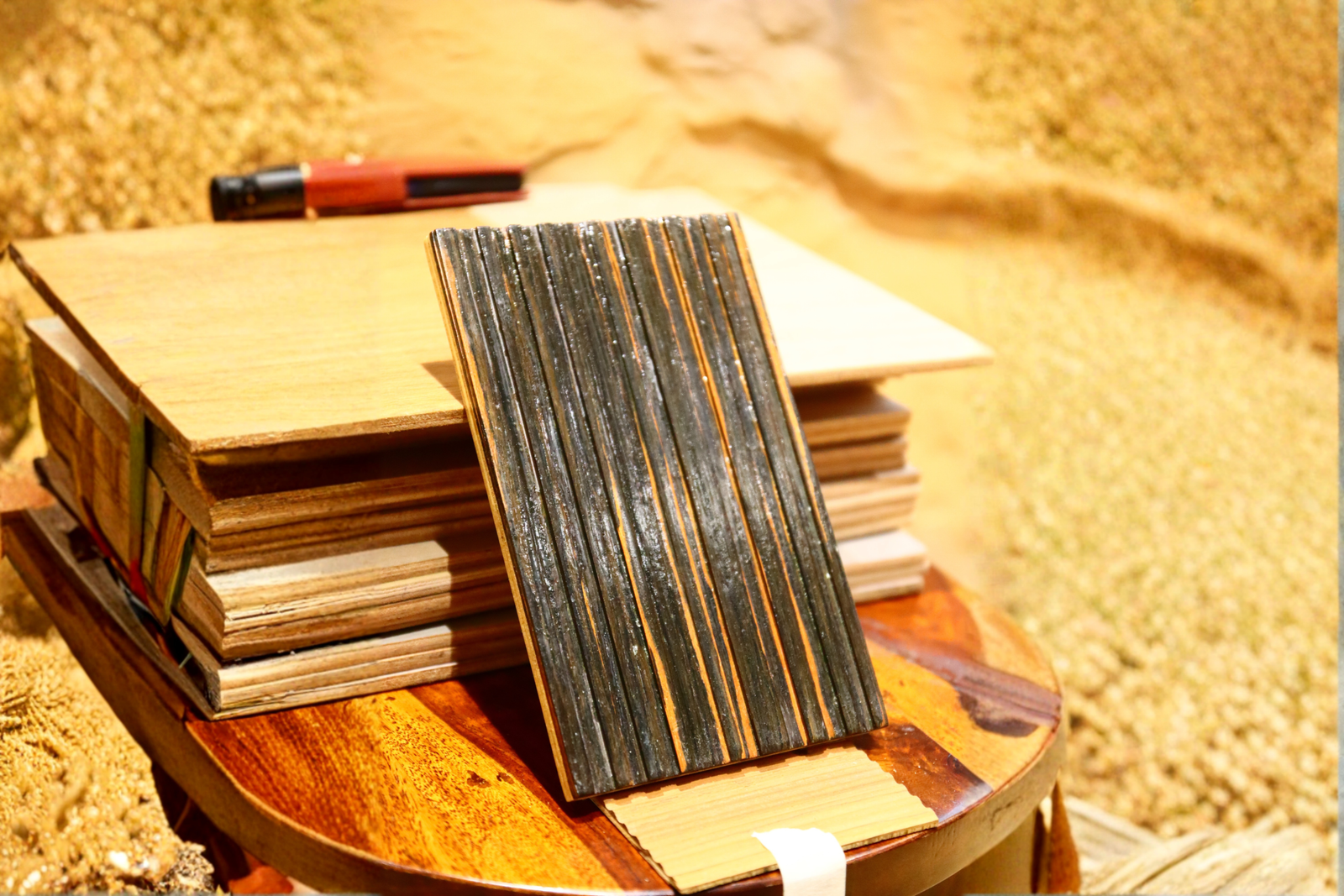 Textured fluted veneer panel sample, Mittal Timber Traders Gurugram